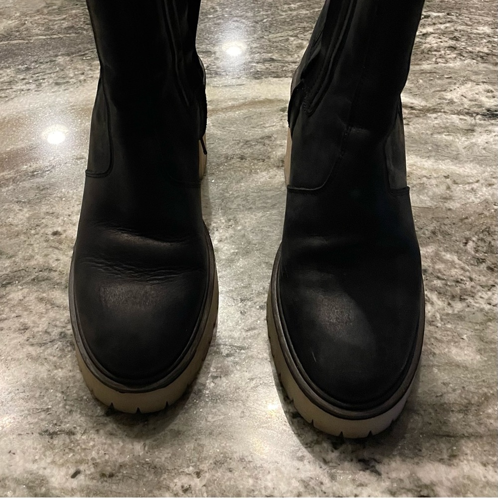 Black leather Free People ankle boots